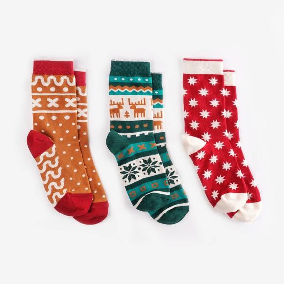 Dodo Kids Cotton Multicolor 3 Pairs Set Christmas Crew Socks Kids Size 2-3 years - Picture 1 of 2